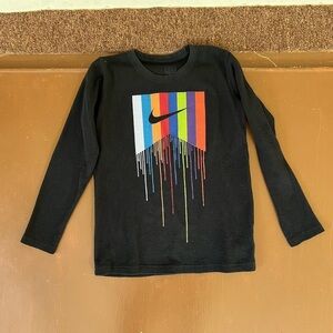 Nike black dripping paint long sleeved shirt. Kids M (10/12)